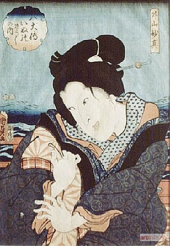 KUNISADA Utagawa (Toyokuni III) | Kobieta na moście