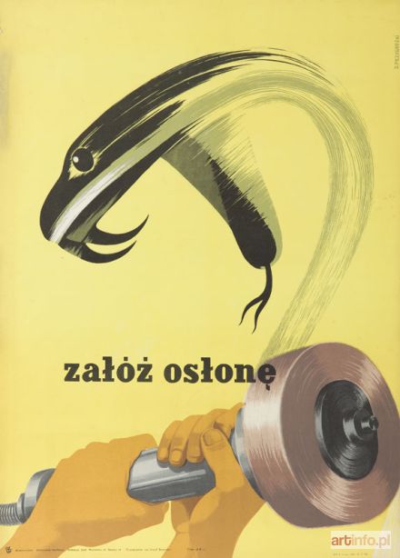 PRZYGRODZKI Jerzy | Plakat BHP - Załóż osłonę, 1957 r.