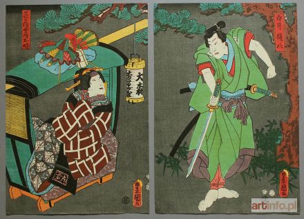 KUNISADA Utagawa | Aktorzy kabuki w rolach Shirai Gonpachi i Komurasaki - dyptyk