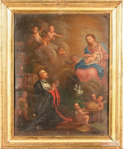 AUTOR nierozpoznany, XVIII/XIX w. | Madonna ze św. Ambrożym