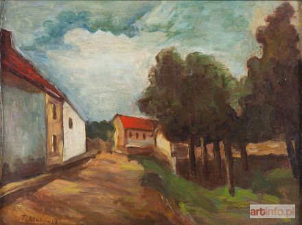 MAKOWSKI Tadeusz | Pejzaż z drogą i domami, 1917