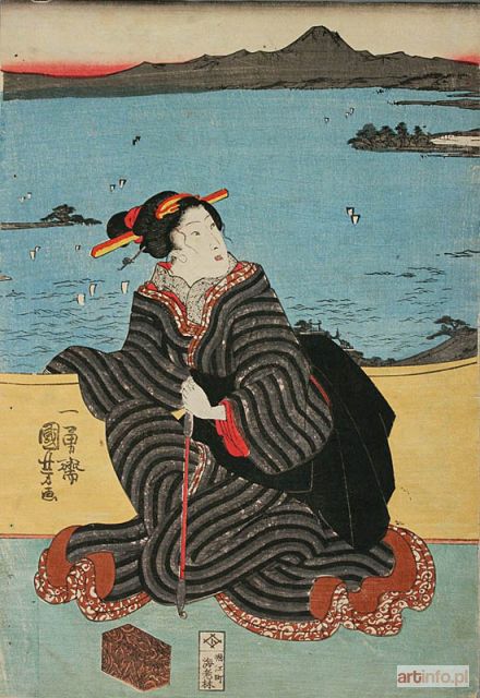 KUNIYOSHI Utagawa | Kobieta na tarasie