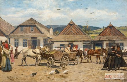 KOZAKIEWICZ Antoni | Targ w miasteczku galicyjskim, 1922