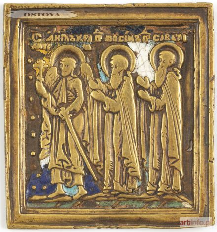 IKONA PODRÓŻNA, ANIOŁ STRÓŻ, ŚWIĘCI ZOSIMA, I SAWACJUSZ SOŁOWIECCY, Rosja, XIX w.