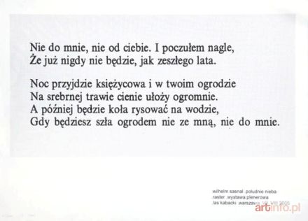 SASNAL Wilhelm | Nie do mnie, nie od Ciebie, 2005 r.