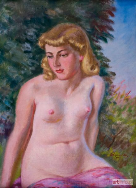 ŻURAWSKI Stanisław | AKT W RÓŻOWEJ DRAPERII