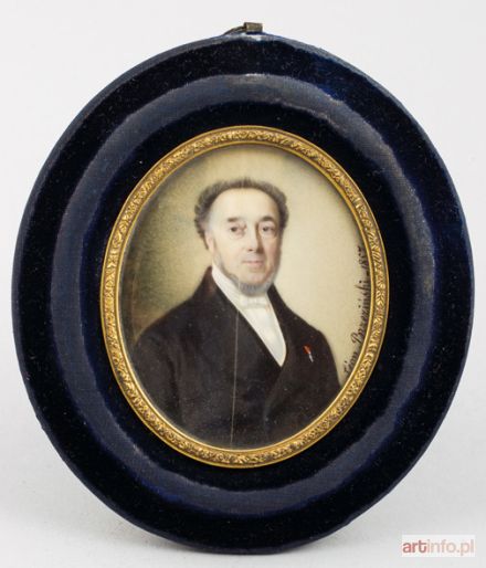 BRZEZIŃSKI Leon | MINIATURA, PORTRET MĘŻCZYZNY ODZNACZONEGO LEGIĄ HONOROWĄ, 1857