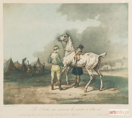 JAZET Jean Pierre Marie | Le Jockei au moment de monter a Cheval [Dżokej dosiada konia], 1827