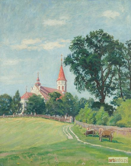 WAŁACH Jan | PEJZAŻ LETNI Z KOŚCIOŁEM, 1938