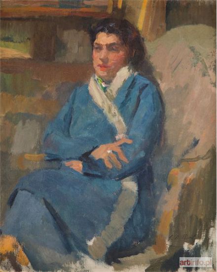 PAVIL Ilya Anatolevitch/Elie Anatole | Portret córki artysty w błękitnym szlafroku, 1930 r.