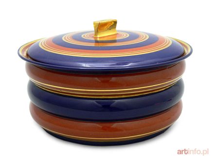 Pojemnik pierścieniowy z przykrywką, Królewska Manufaktura Majoliki w Kadynach, l. 1933–1939, proj. C. von Lewinski