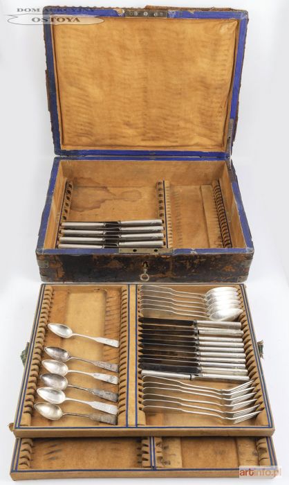 KOMPLET SZTUĆCÓW W KANTYNIE, Polska, Warszawa, Karol Filip Malcz, 1860, Bracia Hempel 1905-1908