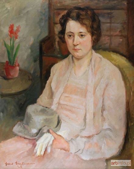 MALARZ NIEOKREŚLONY, XX w. | Portret kobiety z kapeluszem,1928