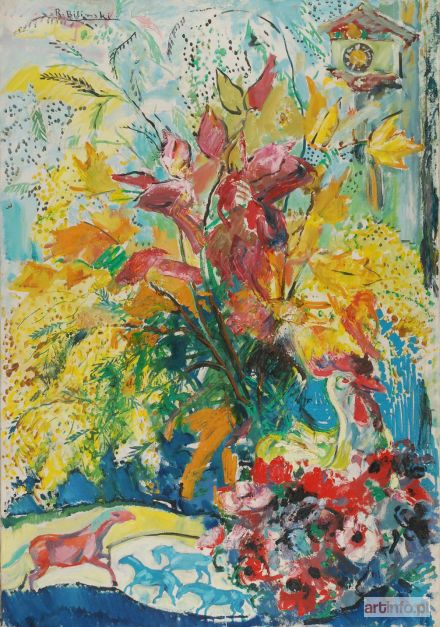 BILIŃSKI Roman | Martwa natura z kwiatami [Fiori con galletto], 1964