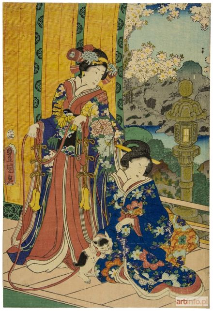 KUNISADA Utagawa (Toyokuni III) | Księżniczka ze służącą na werandzie, 1858