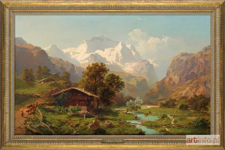 BÜTTLER Joseph Nikolaus | DOLINA LAUTERBRUNNER Z WIDOKIEM NA JUNGFRAU, 1869