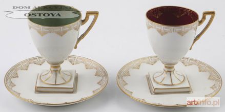 PARA FILIŻANEK KLASYCYSTYCZNYCH, Czechy, Březová (Pirkenhammer), Fischer & Mieg, po 1873