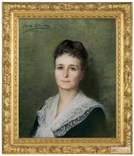 BILIŃSKA-BOHDANOWICZ Anna | PORTRET PANI W SUKNI Z KORONKOWYM KOŁNIERZEM, 1889