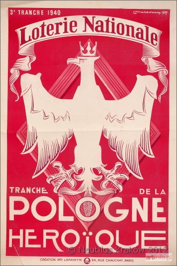 MARCOUSIS Louis | Loterie Nationale Tranche De La Pologne Heroique. 3 Tranche 1940, 1940