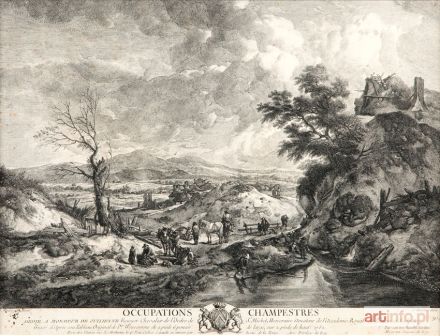 MOYREAU Jean | WIEJSKA SCENA RODZAJOWA (wg Philiipa Wouwermana (1619 - 1668)