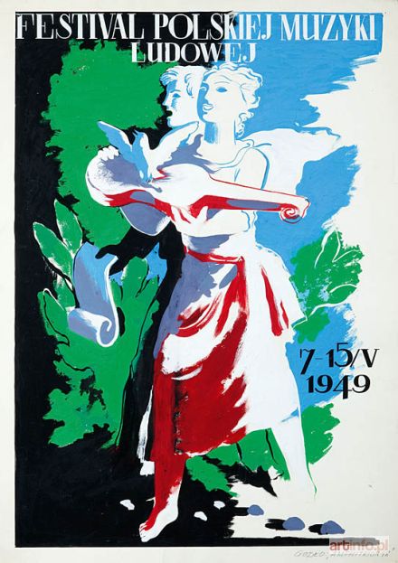 GRONOWSKI Tadeusz | PROJEKT PLAKATU: FESTIWAL POLSKIEJ MUZYKI LUDOWEJ, 1949 R.