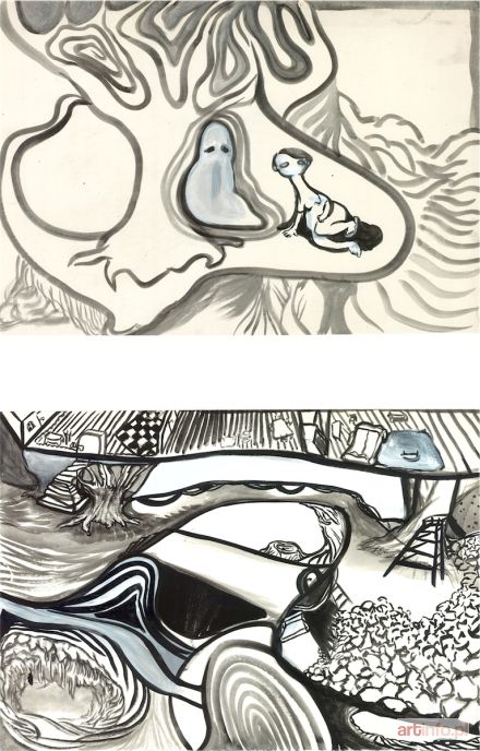 WINNICKA Aleksandra | fragment komiksu Calineczka - Tunel (scenariusz Adam Kaczanowski, wg. Christiana Andersena), 2013