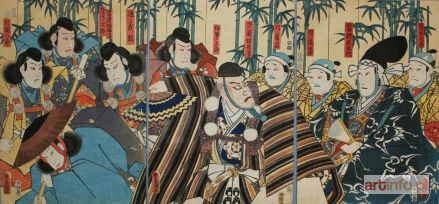 KUNISADA Utagawa | Scena z teatru kabuki-tryptyk