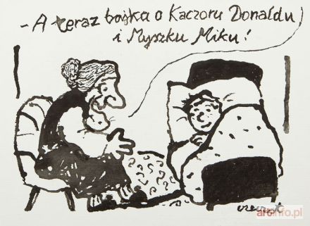 CZECZOT Andrzej | A teraz bajka o Kaczoru Donaldu i Myszku Miku! - ilustracja satyryczna, lata 90. XX w.