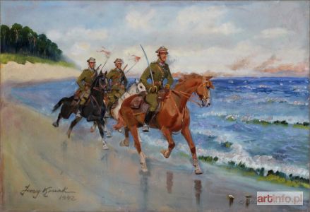 KOSSAK Jerzy | Nad Bałtykiem [Patrol ułański], 1942