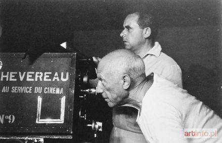 FOTOGRAF nieokreślony | Pablo Picasso w trakcie realizacji filmu Le mystčre Picasso w reżyserii Henri-Georges`a Clouzot`a, 1956