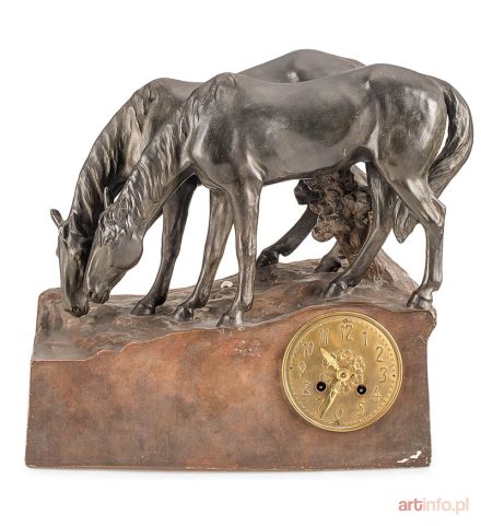 Zegar kominkowy z figurami koni, Friedrich Goldscheider