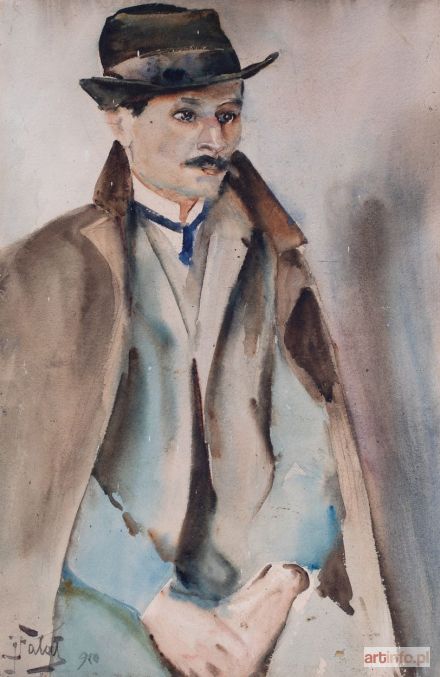 FAŁAT Julian | PORTRET MĘŻCZYZNY W KAPELUSZU, 1910