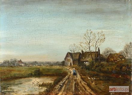 BUDKIEWICZ (Butkiewicz) Kazimierz | PEJZAŻ ZE SZTAFAŻEM, 1886