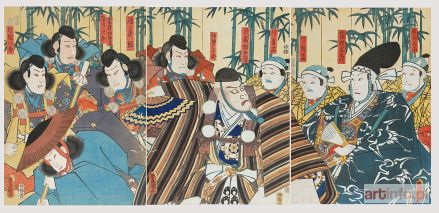 KUNISADA Utagawa | Scena z teatru kabuki-tryptyk