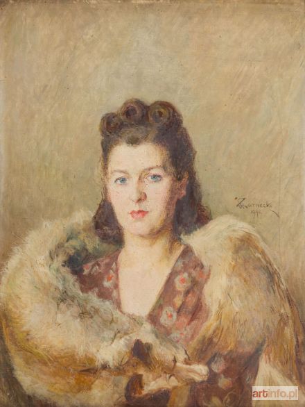 ŻARNECKI Stanisław | Portret kobiety w futrze, 1942 r.