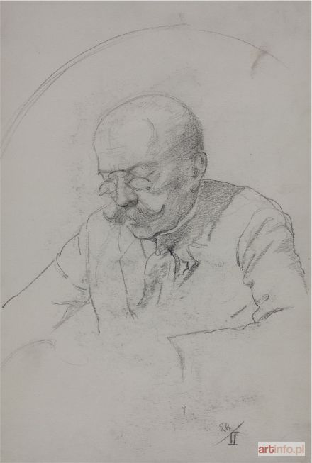 KOSSAK Karol | Portret starego mężczyzny w binoklach, 1922