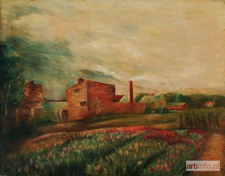 WĄSOWICZ Wacław | PEJZAŻ HOLENDERSKI Z POLEM TULIPANÓW, 1928