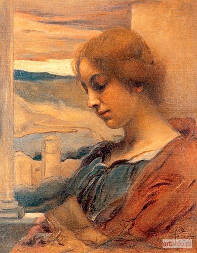 ŻMURKO Franciszek | Popiersie młodej dziewczyny na tle pejzażu