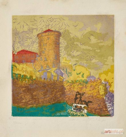 BIELECKI Władysław | Kraków. Wawel - Baszta Sandomierska i malarz, 1924