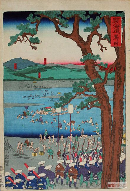 KUNITERU Utagawa | Shimada z serii Słynne miejsca na drodze Tokaido (1863)