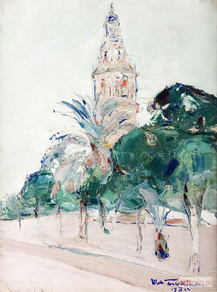 TERLIKOWSKI Włodzimierz | Pejzaż z wieżą kościoła, 19030