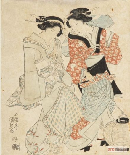 KUNISADA Utagawa | Bijinga, Dwie gejsze z lampionem