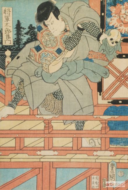 KUNISADA Utagawa | Aktor z czaszką w dłoni