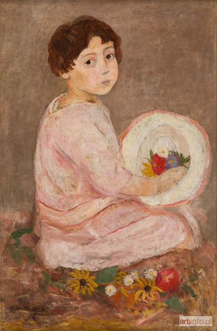 MAKOWSKI Tadeusz | Dziewczynka z kapeluszem i kwiatami (Jeune fille au chapeau et fleurs), 1925 r.