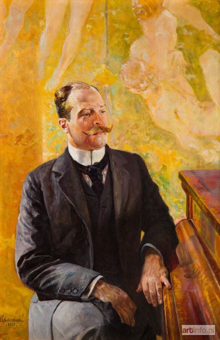 MALCZEWSKI Jacek | Portret mężczyzny przy pianinie (Tadeusz Błotnicki?), 1901 r.