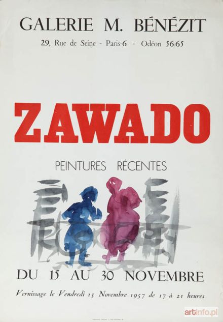 ZAWADOWSKI Jan Wacław (Zawado) | PLAKAT WYSTAWY- ZAWADO - GALERIE M. BENEZIT, 1957 R.