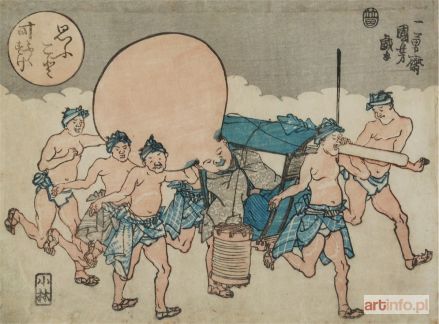 KUNIYOSHI Utagawa | Bóg szczęścia w lektyce