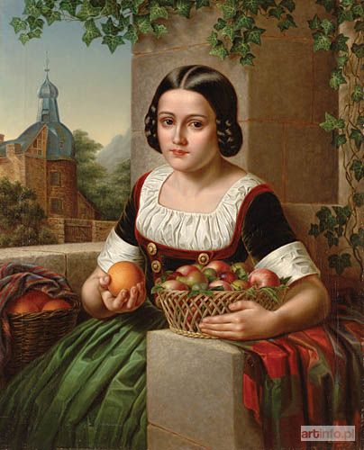 POORTEN August Carl | DZIEWCZYNA Z KOSZAMI JABŁEK I POMARAŃCZY, 1853