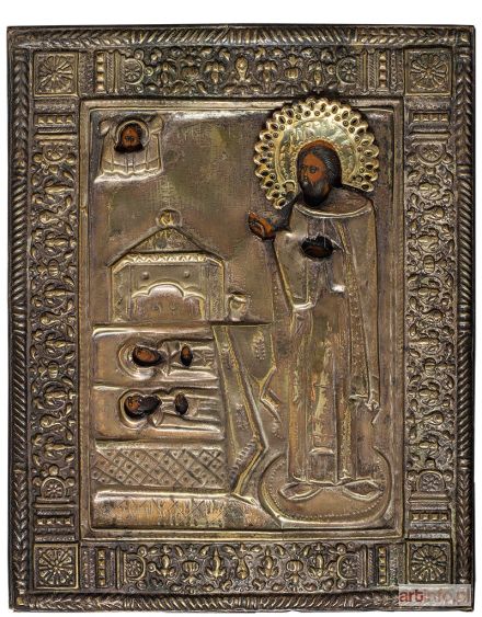 Ikona z wizerunkiem Św. Sergiusza z Radoneża, Rosja, 2 poł. XIX w.