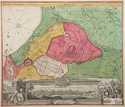 HOMANN Johann Baptist | MAPA i WIDOK OKOLIC GDAŃSKA ok. 1720